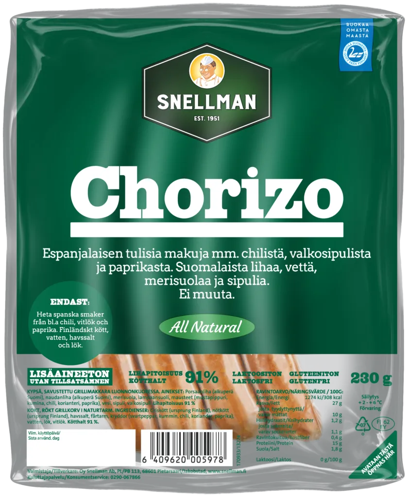 All Natural Chorizo grillimakkara 230 g