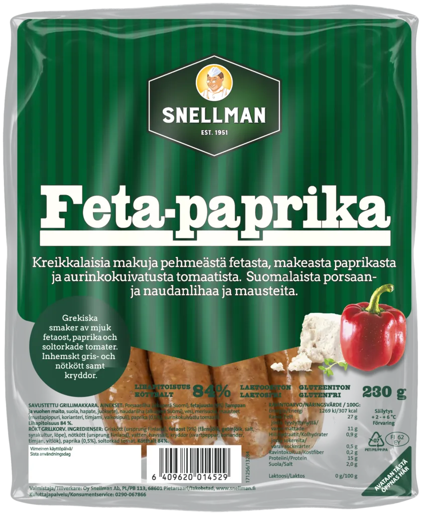 Feta-paprika grillimakkara 230 g