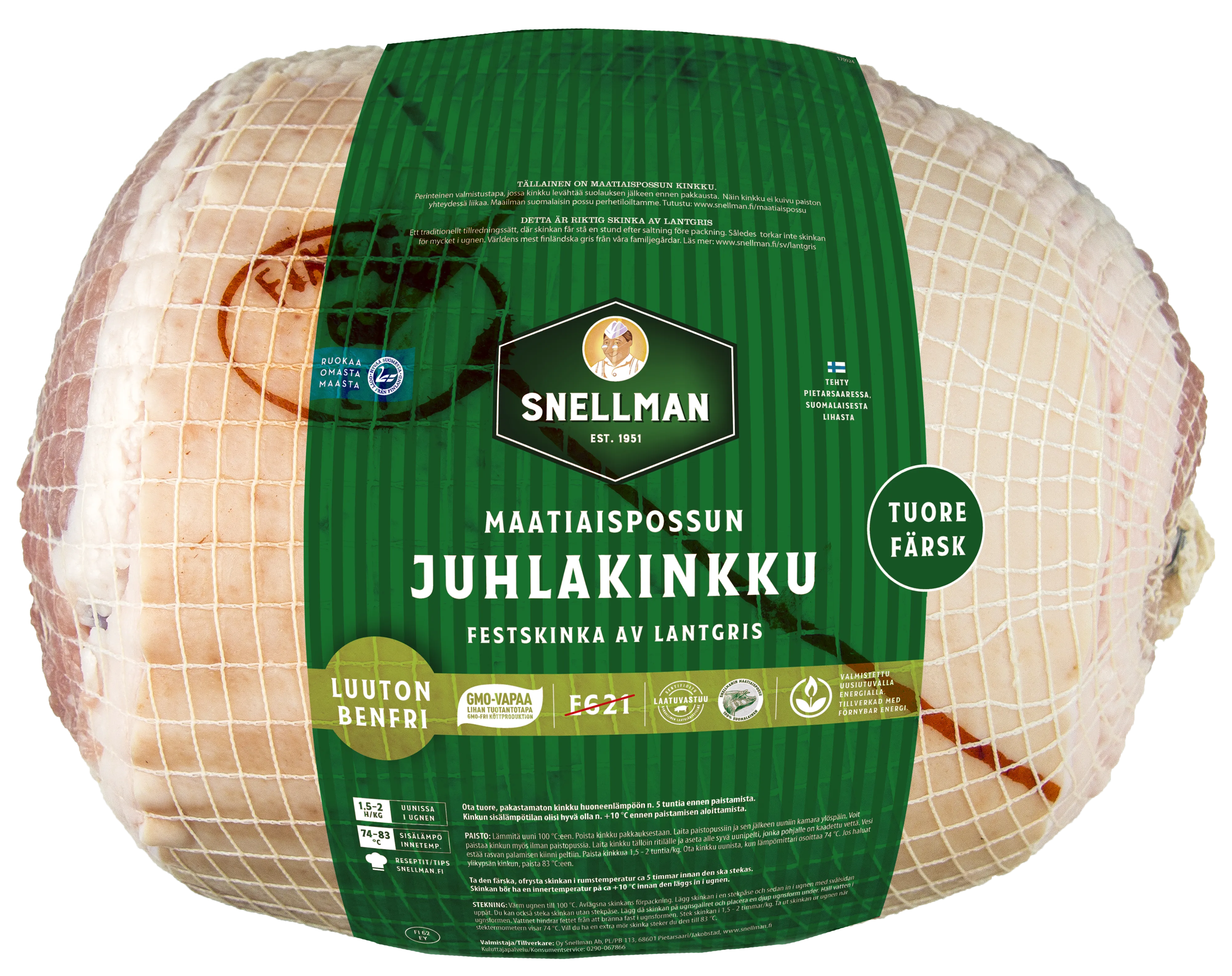 Festskinka av lantgris benfri färsk ca 5 kg