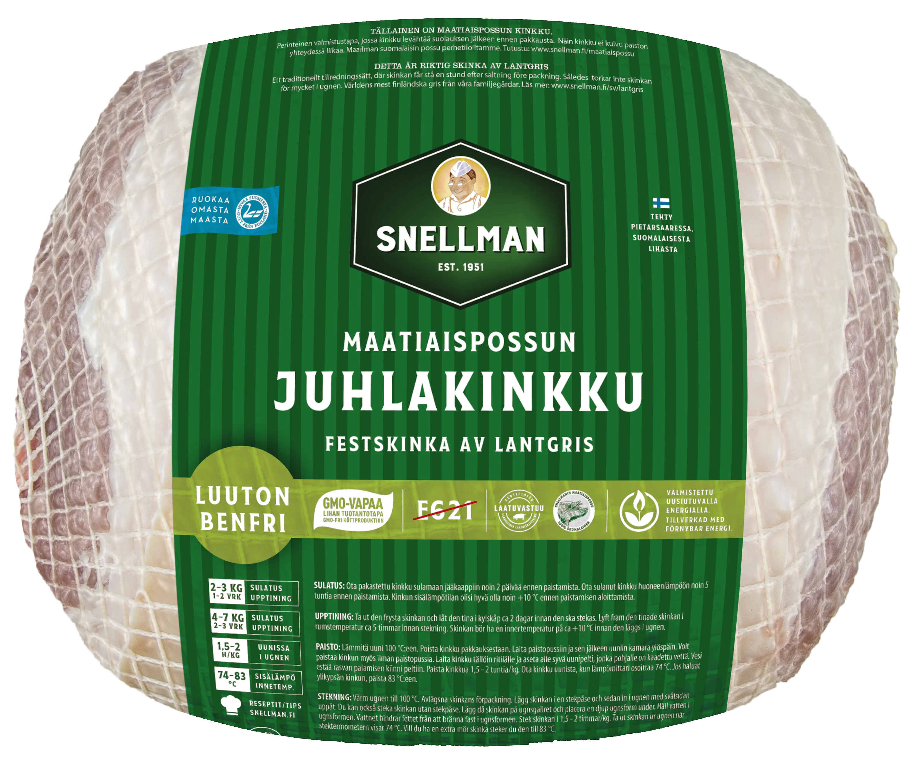 festskinka av lantgris benfri djupfryst ca 3 kg