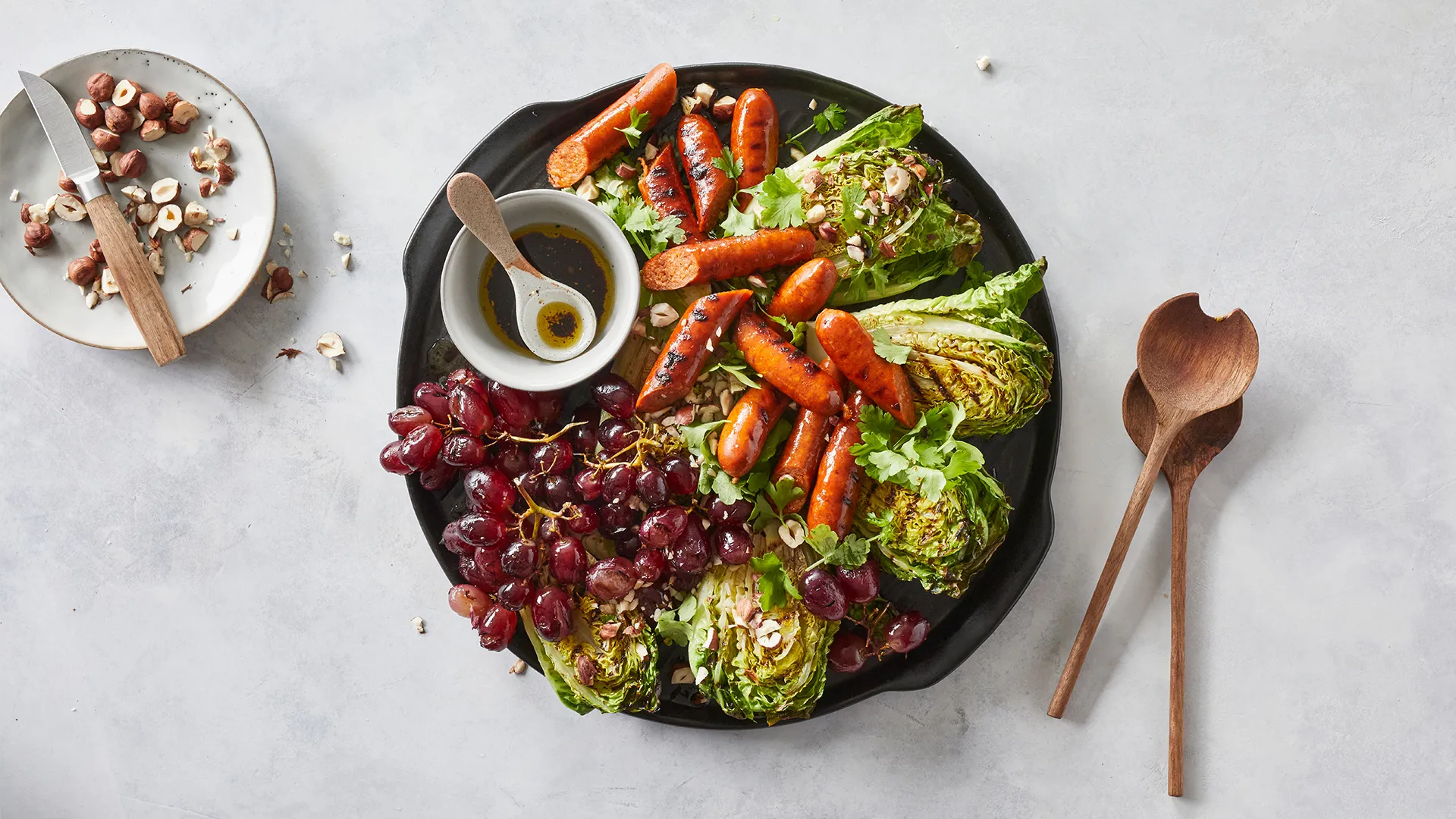 Varm grillsallad med vindruvor och Chorizo