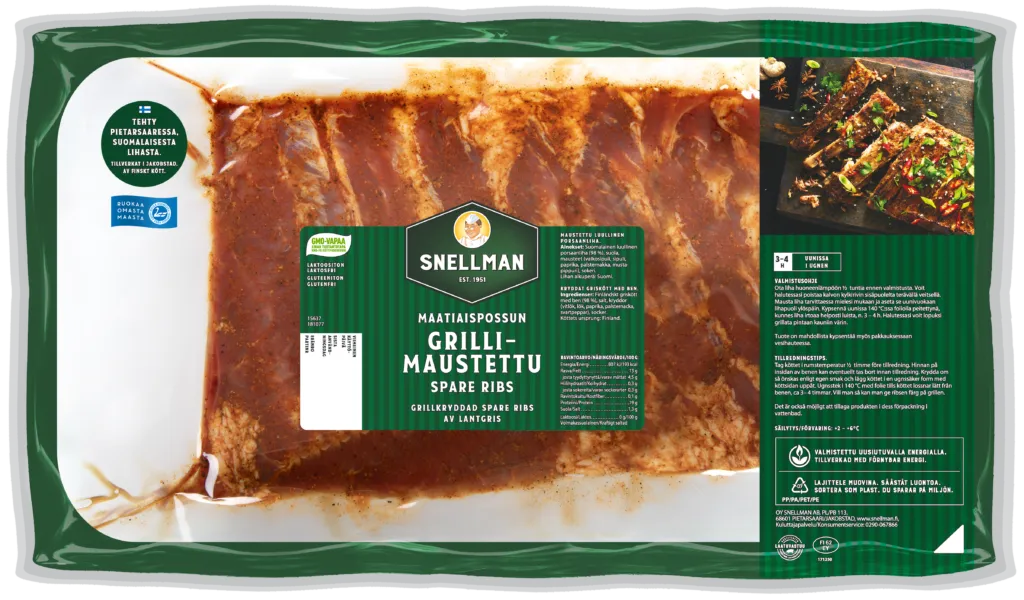 Maatiaispossun grillimaustettu spare ribs n. 900 g