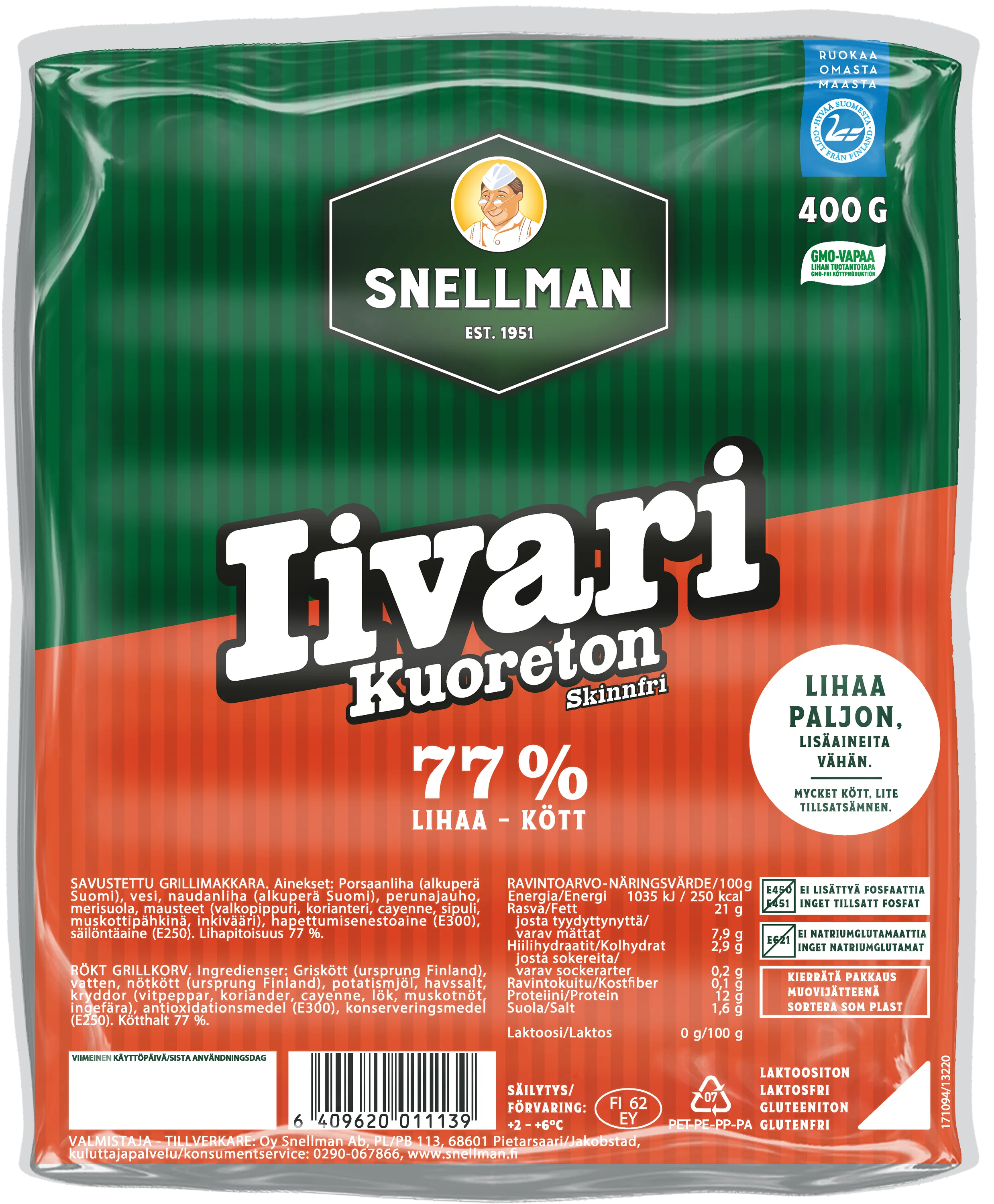 Skinnfri Iivari grillkorv 400 g