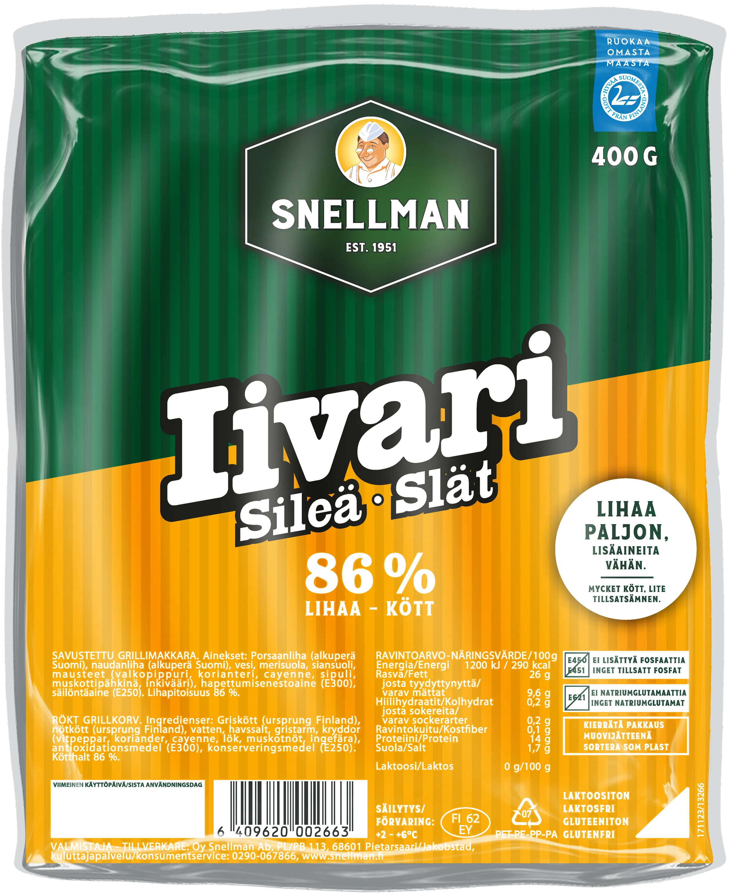 Iivari slät grillkorv 400 g