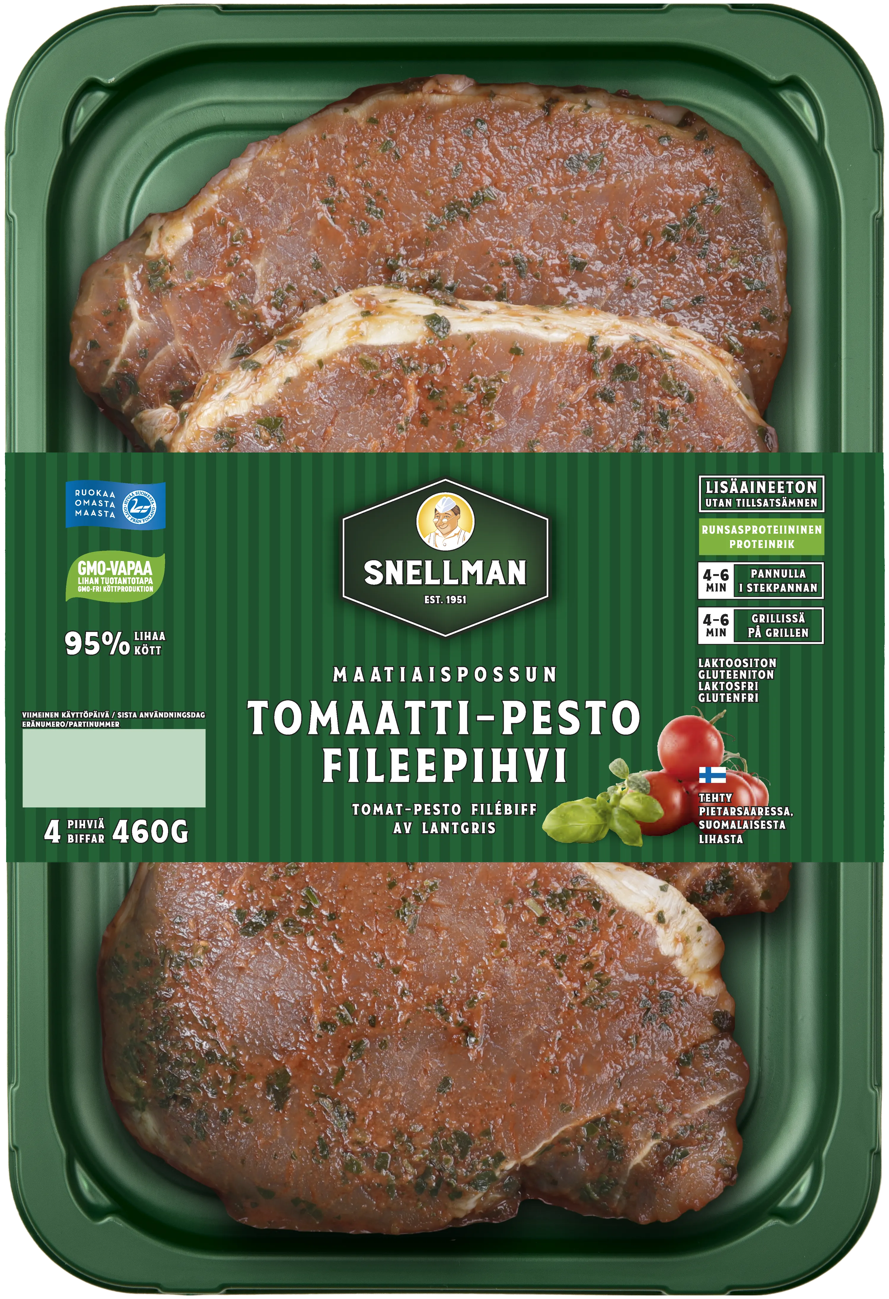 Tomat-pesto filébiff av lantgris 4 st 460 g