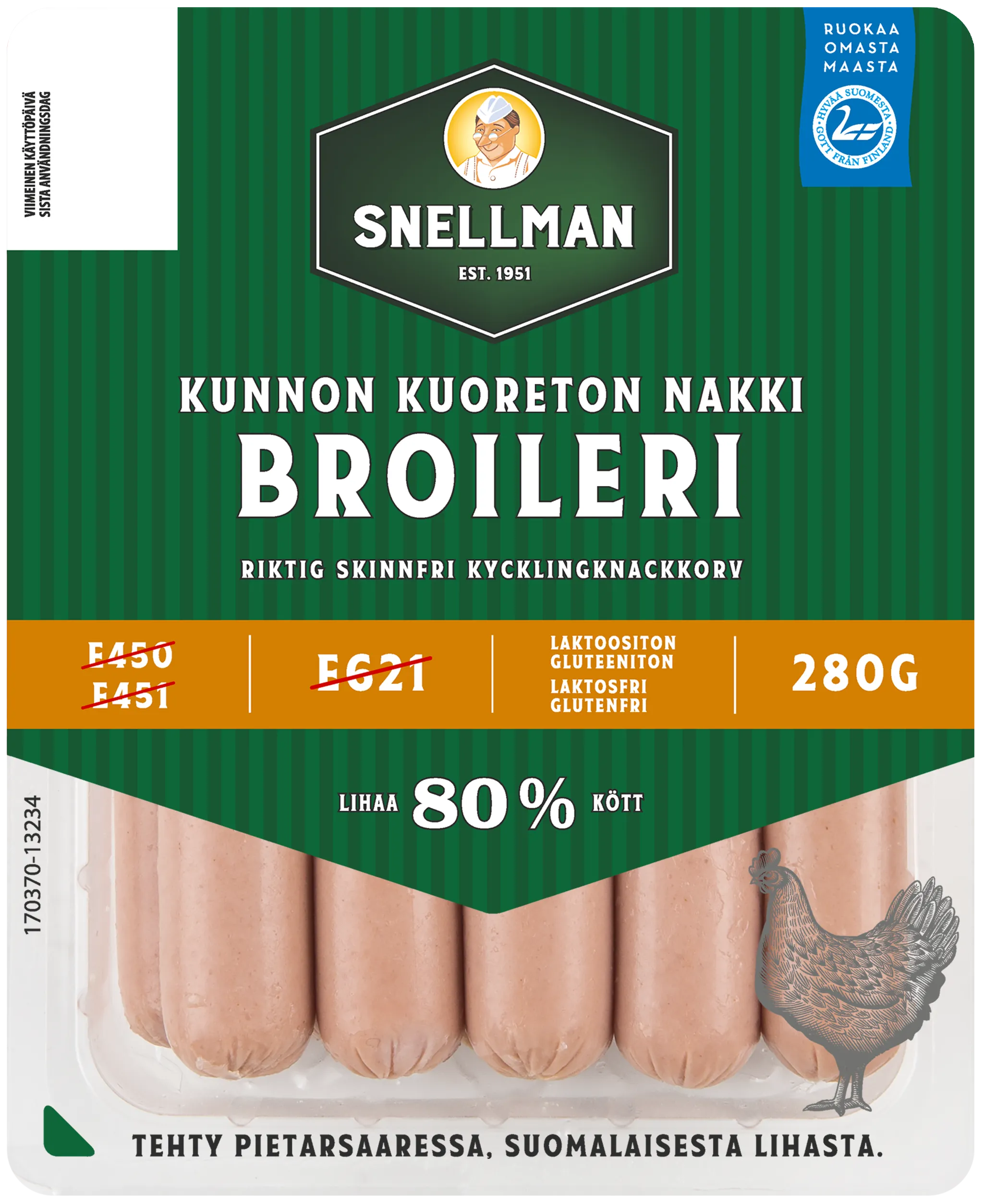 Kunnon kuoreton broilerinakki 280 g