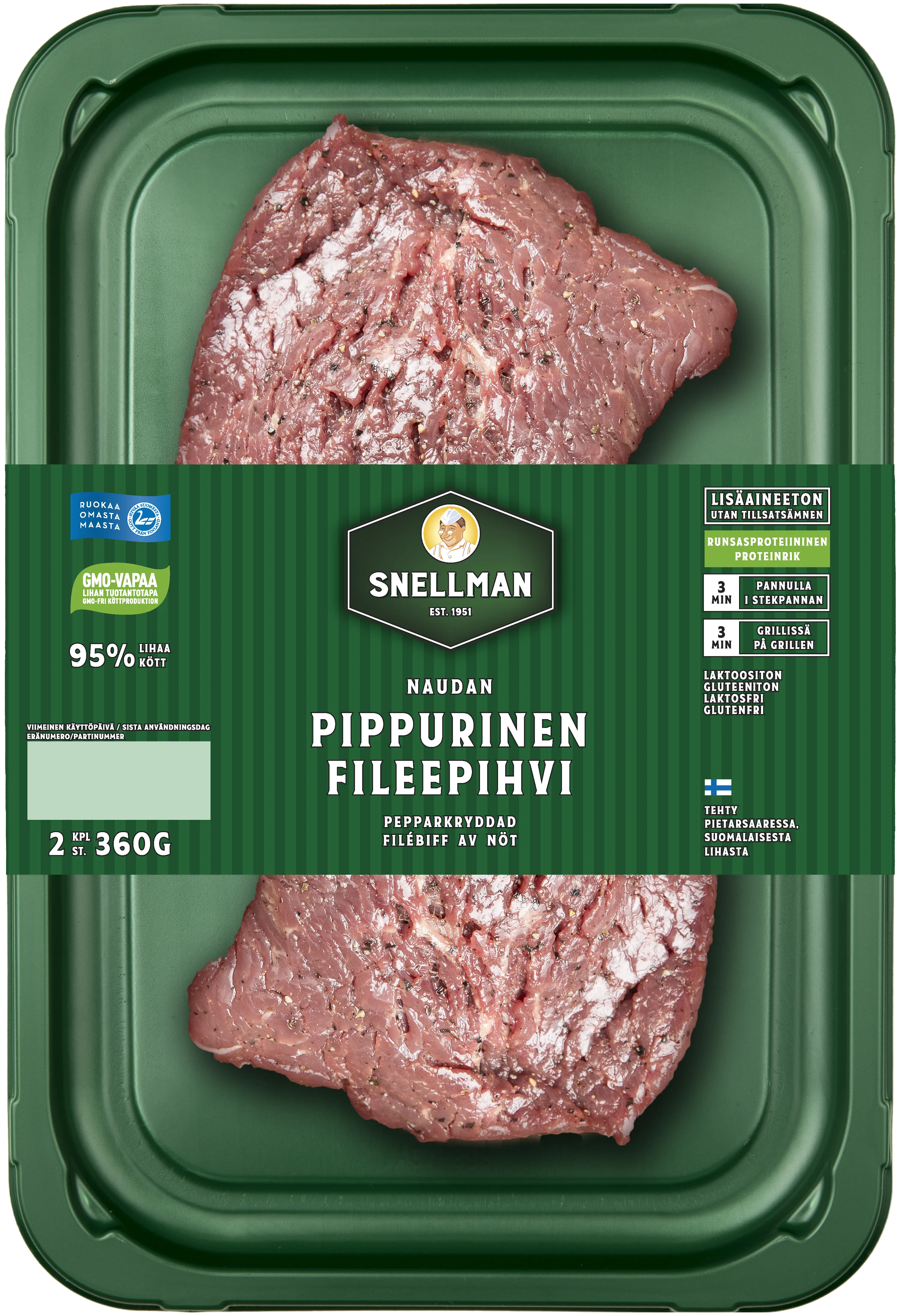 Pepparkryddad filébiff av nöt 2 st 360 g