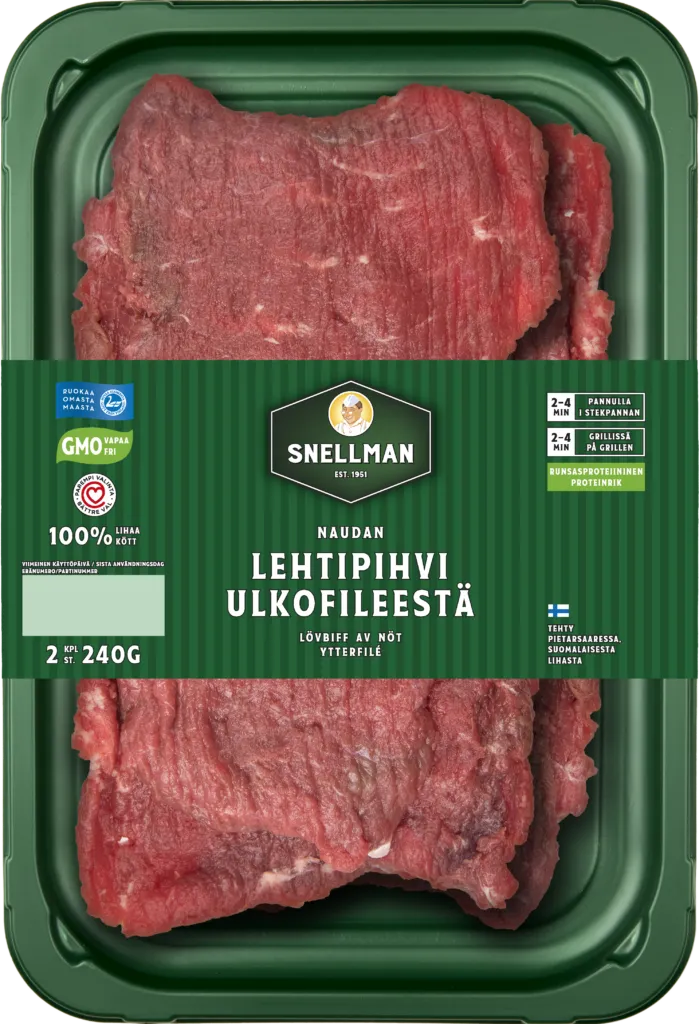 Naudan lehtipihvi ulkofileestä 2 kpl 240 g