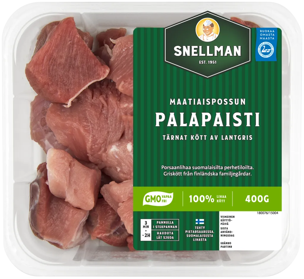 Tärnat kött av lantgris 400 g