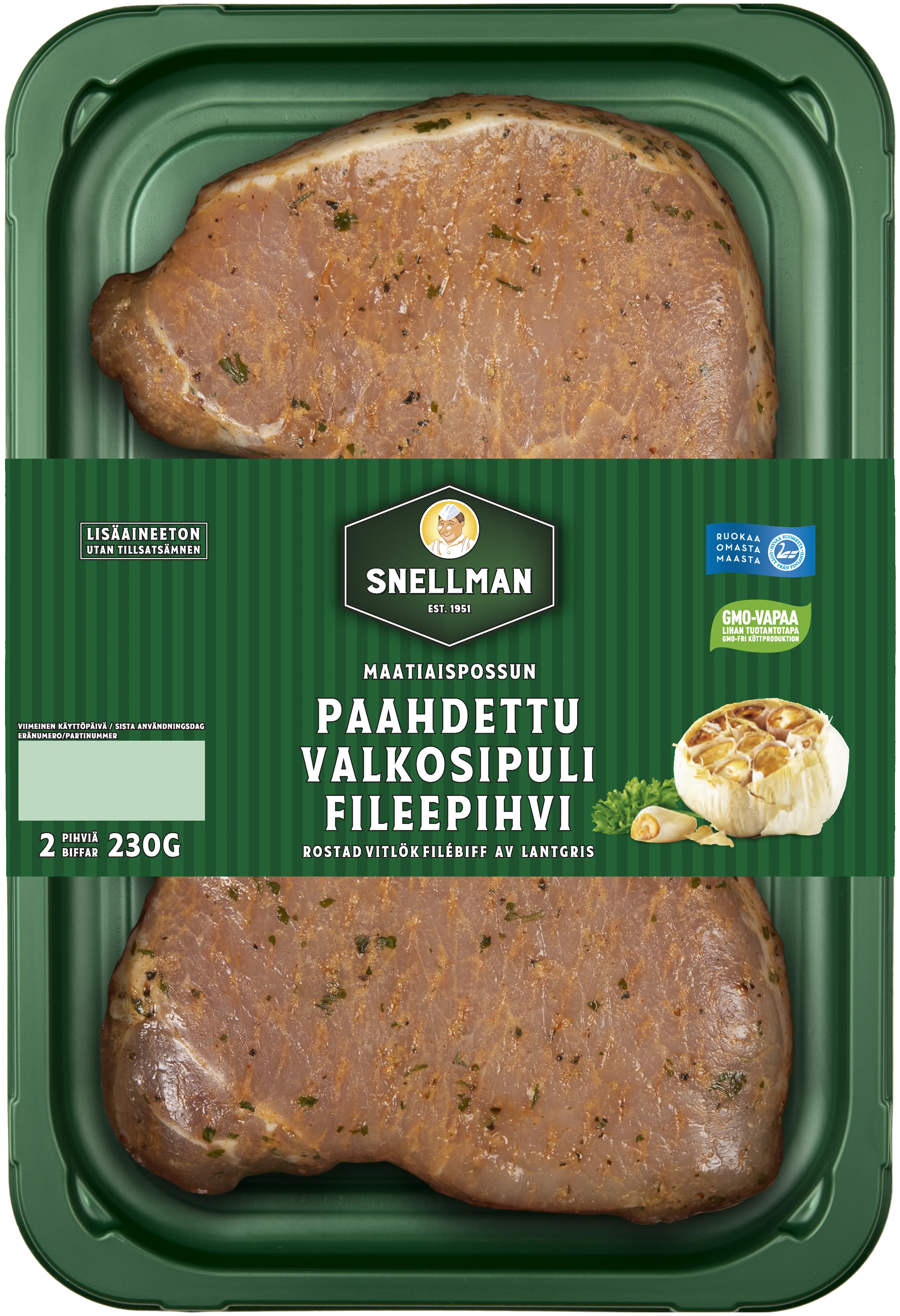 Maatiaispossun paahdettu valkosipuli fileepihvi 2 kpl 230 g