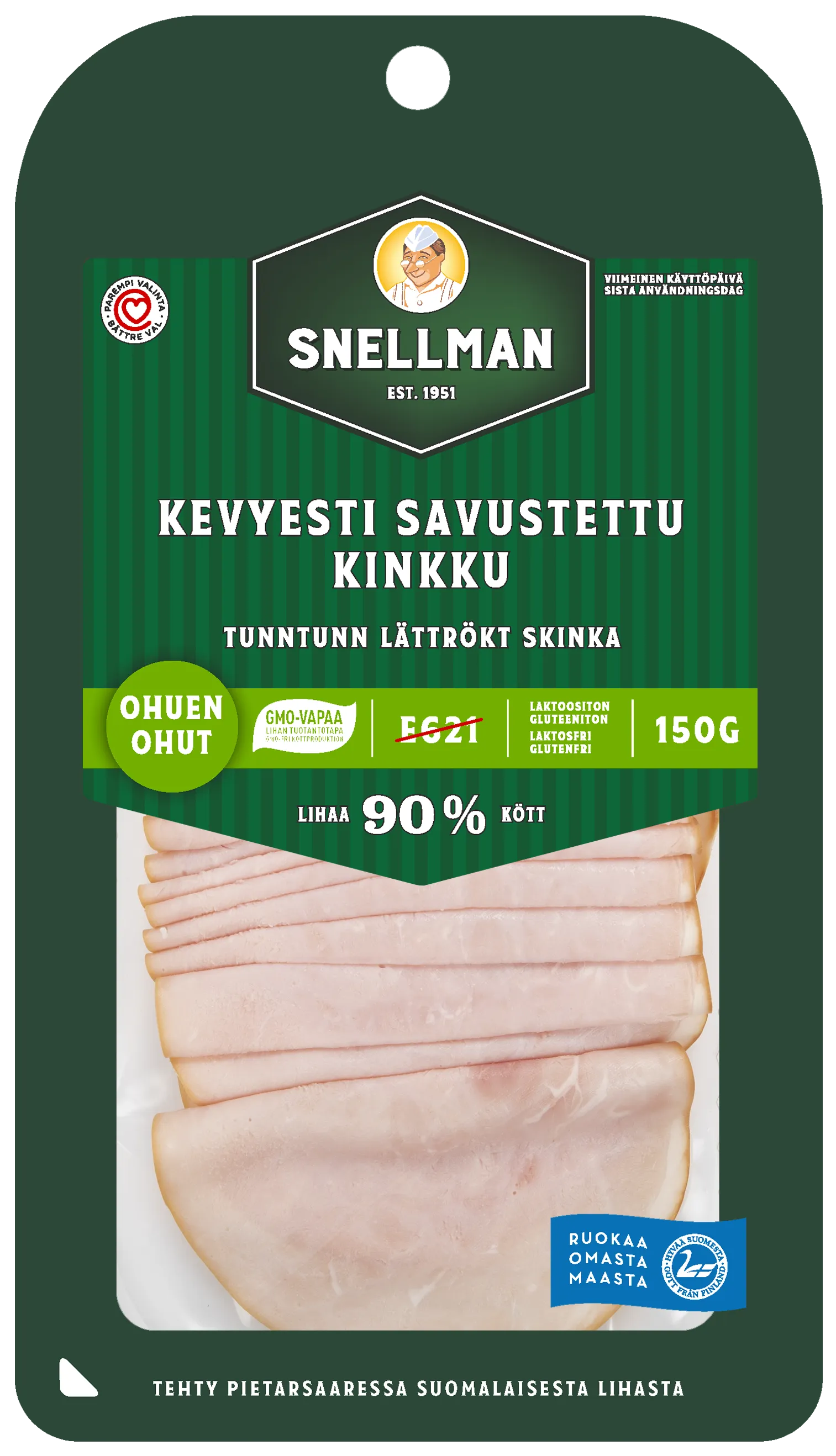 Ohuen ohut kevyesti savustettu kinkku 150 g