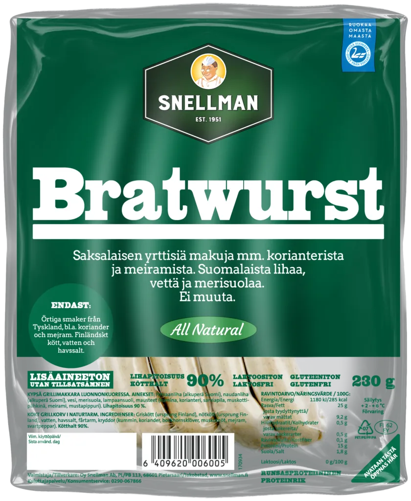 All Natural Bratwurst grillimakkara 230 g