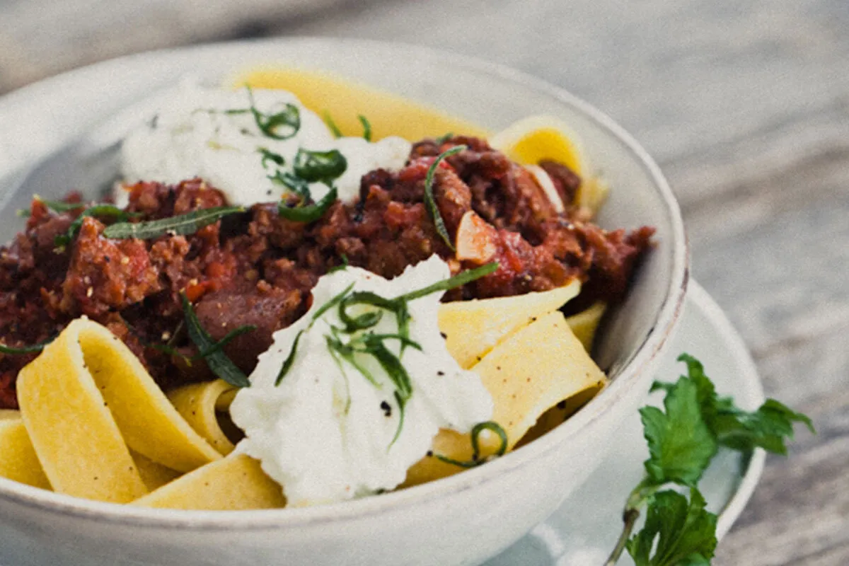 Chorizo bolognese pasta