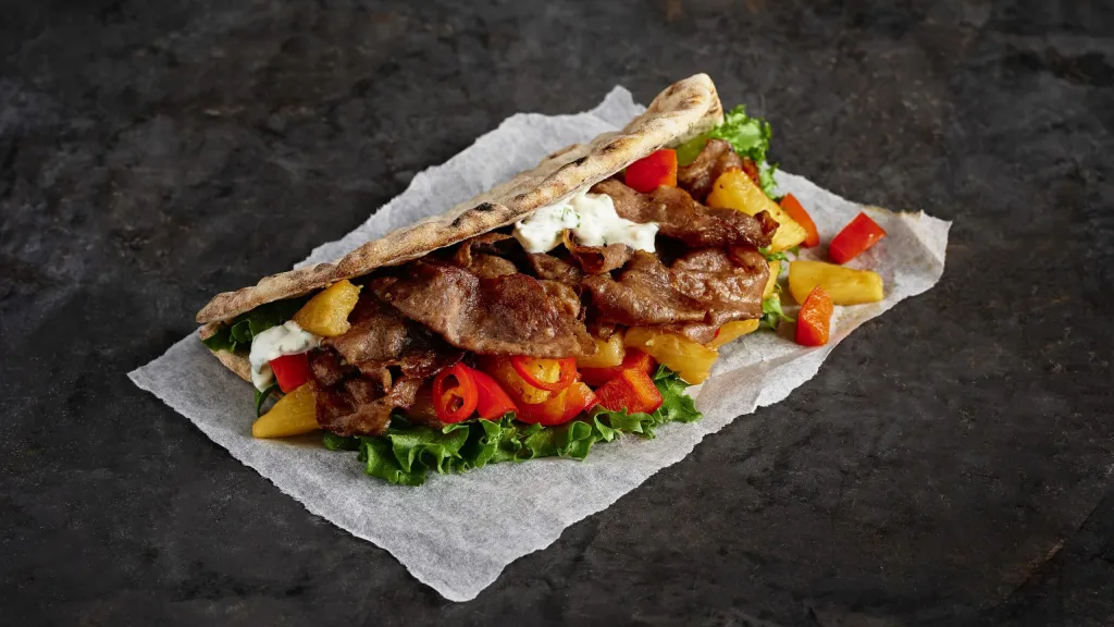 Street food kebab flatbread