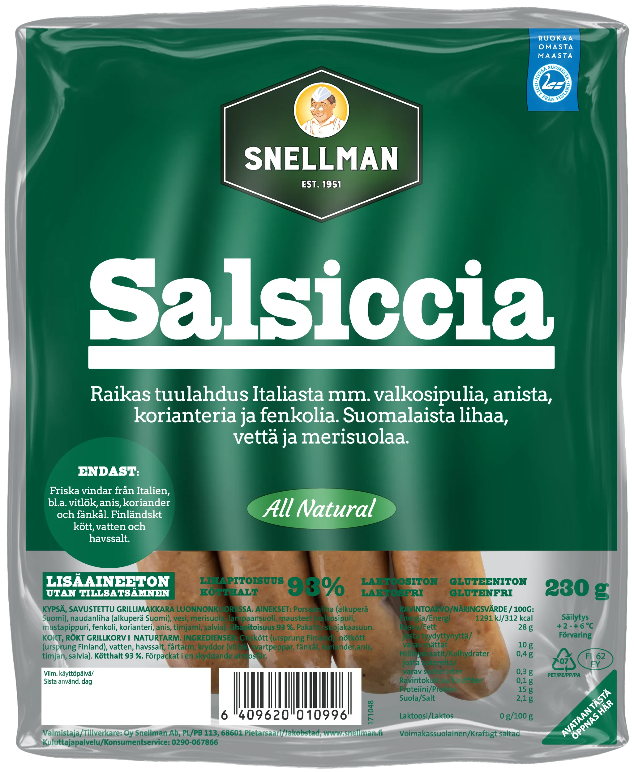 All Natural Salsiccia grillkorv 230 g