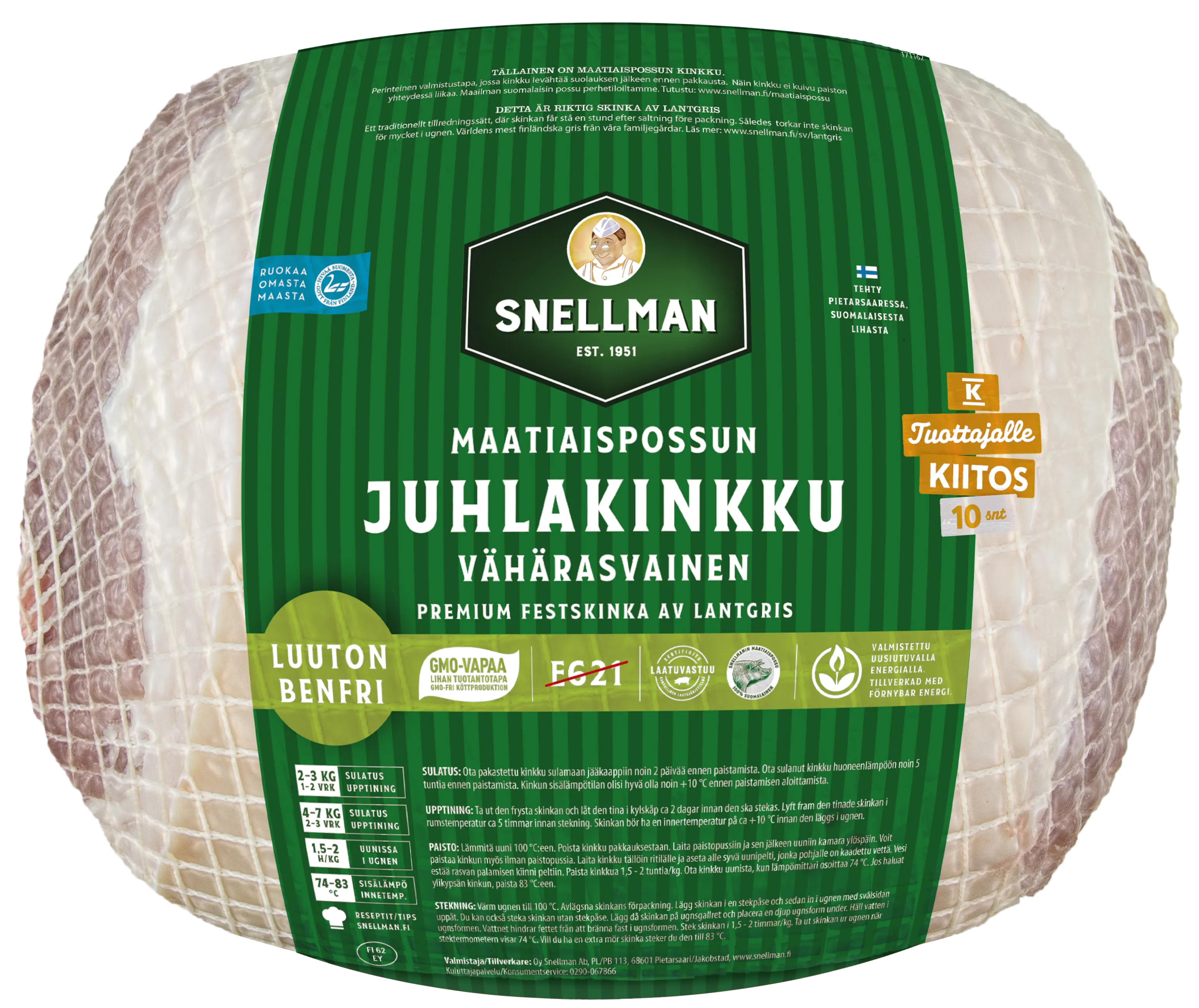 Festskinka premium av lantgris djupfryst ca 3,0kg