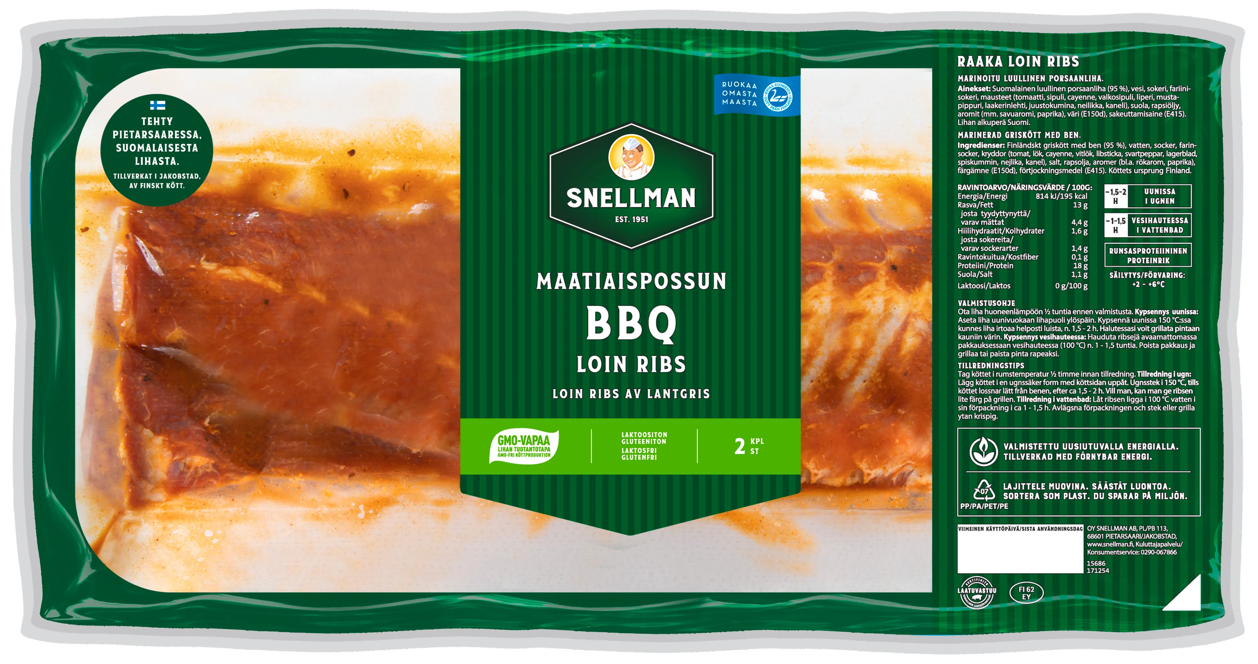 Maatiaispossun BBQ loin ribs n. 1,1 kg