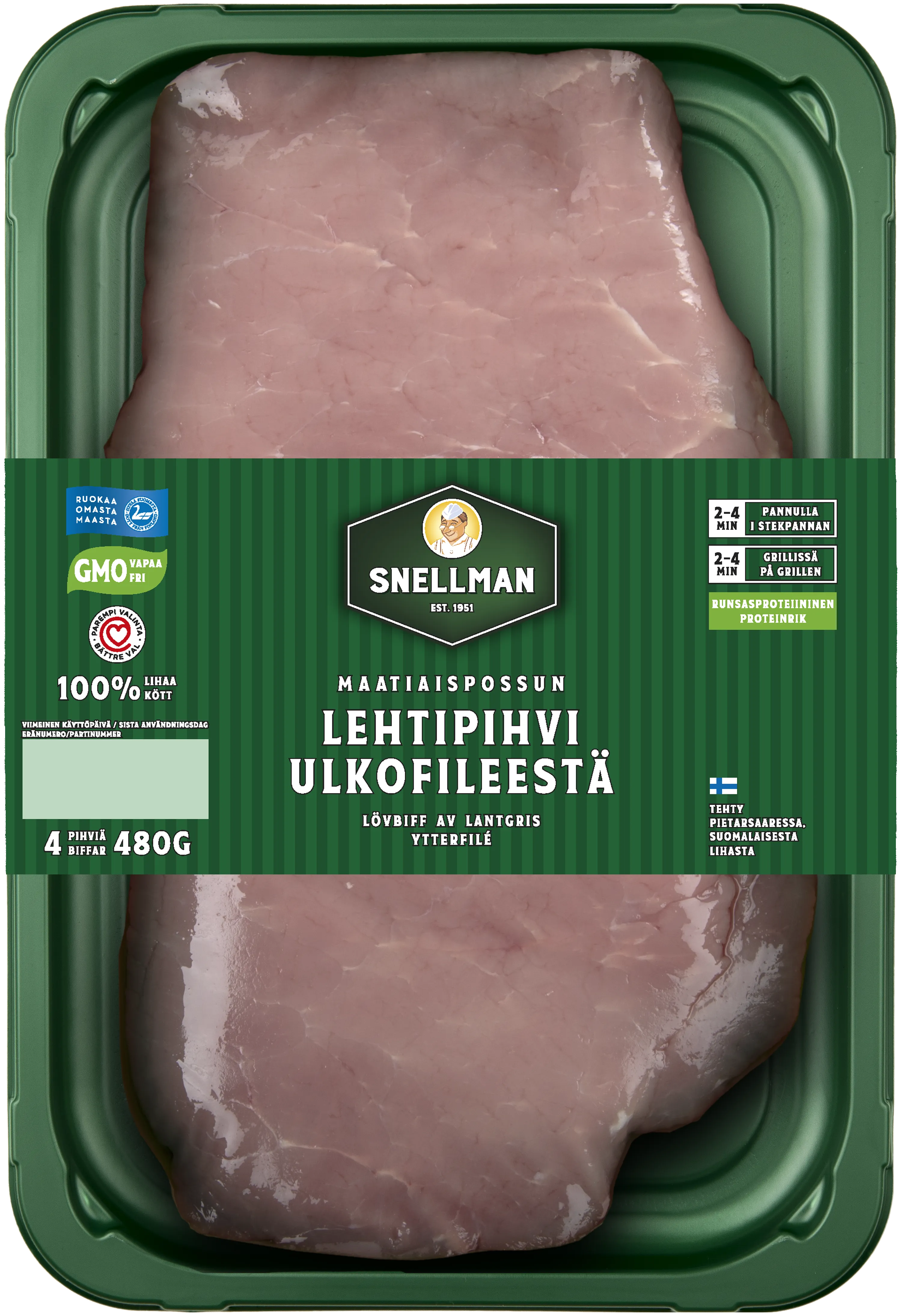 Maatiaispossun lehtipihvi ulkofileestä 4 kpl 480 g