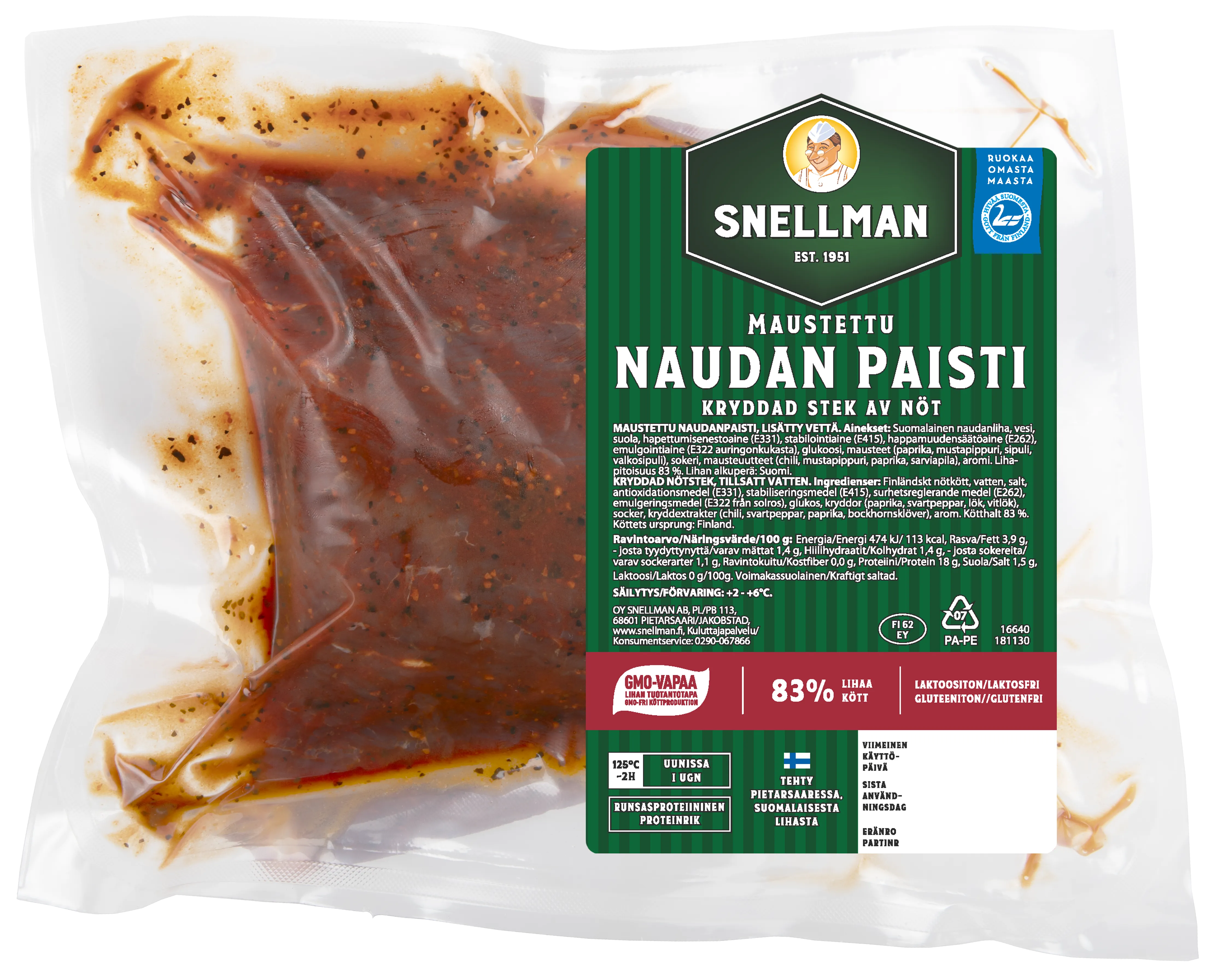 Maustettu naudan paisti n. 1,0 kg