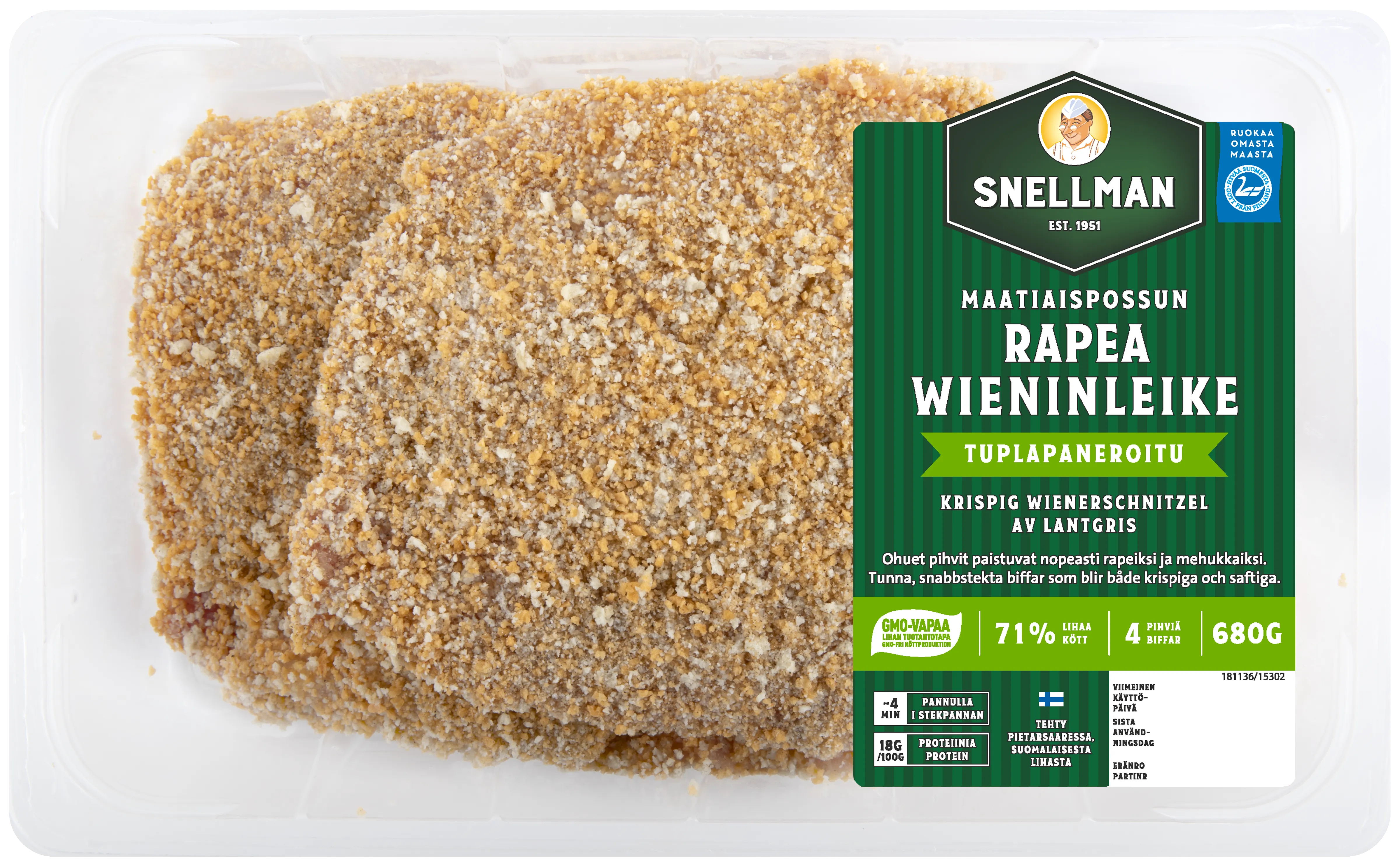 Krispig wienerschnitzel av lantgris 4 st 680 g