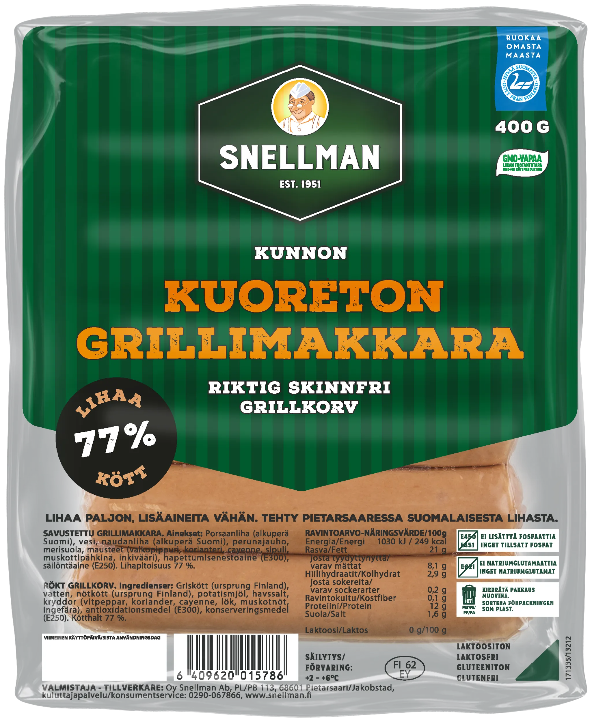 Riktig skinnfri grillkorv 400 g