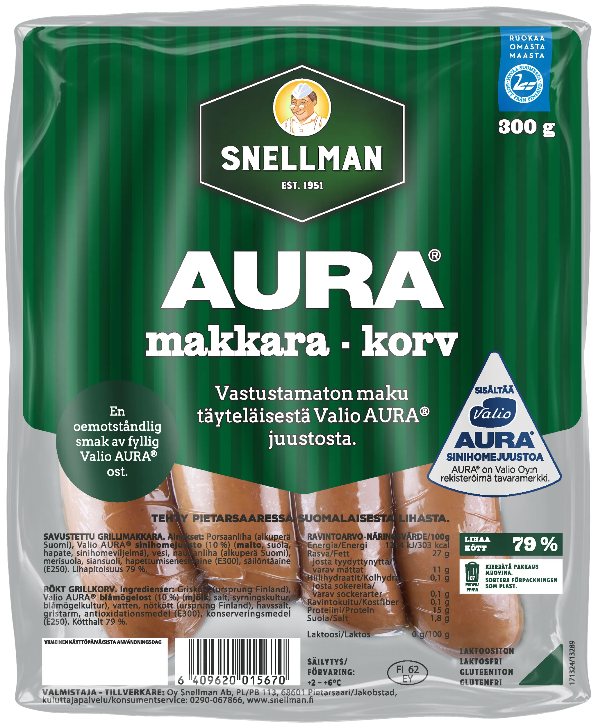 Aura grillkorv 300 g