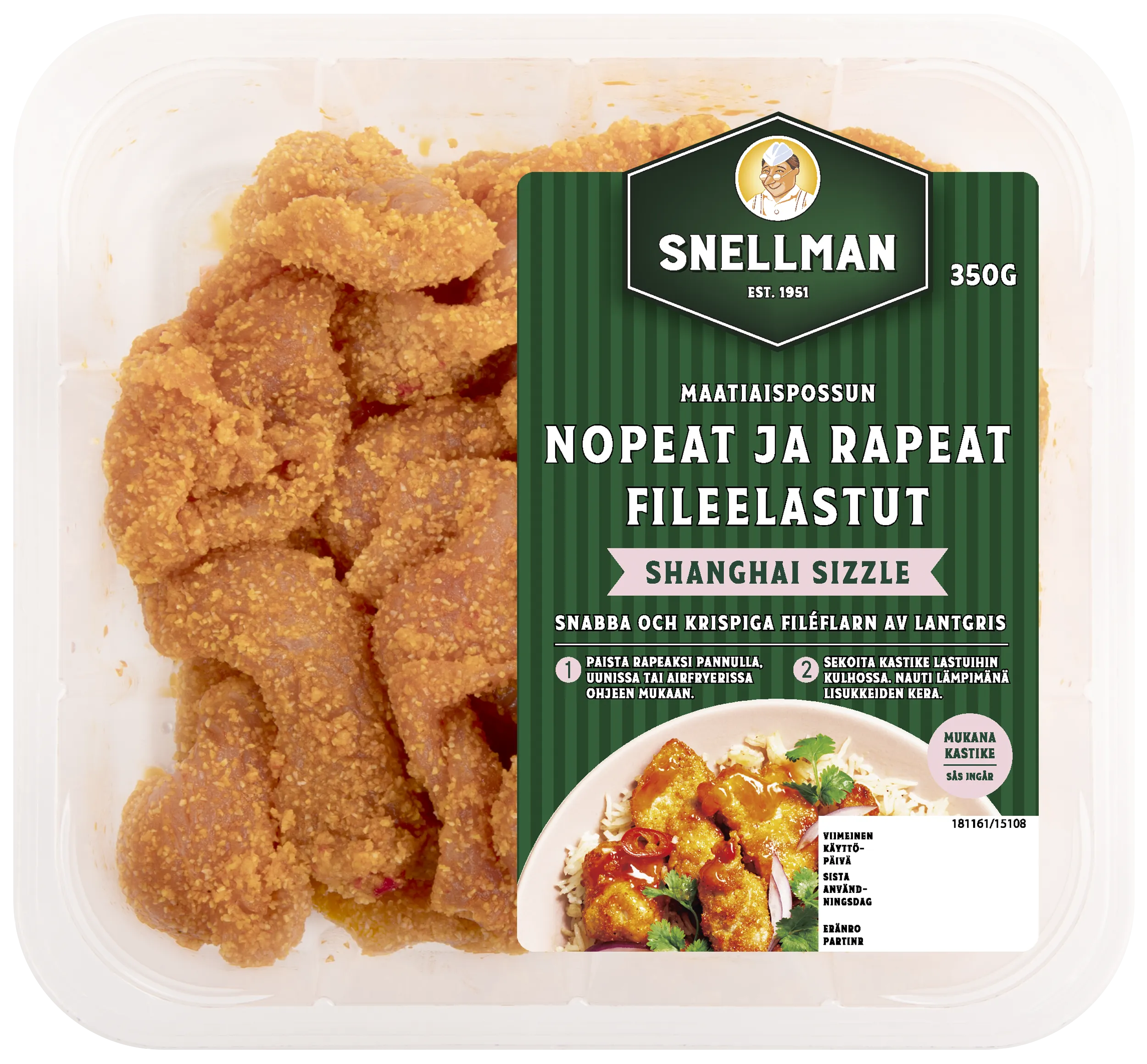 Snabba och krispiga filéflarn av lantgris Shanghai sizzle 350 g