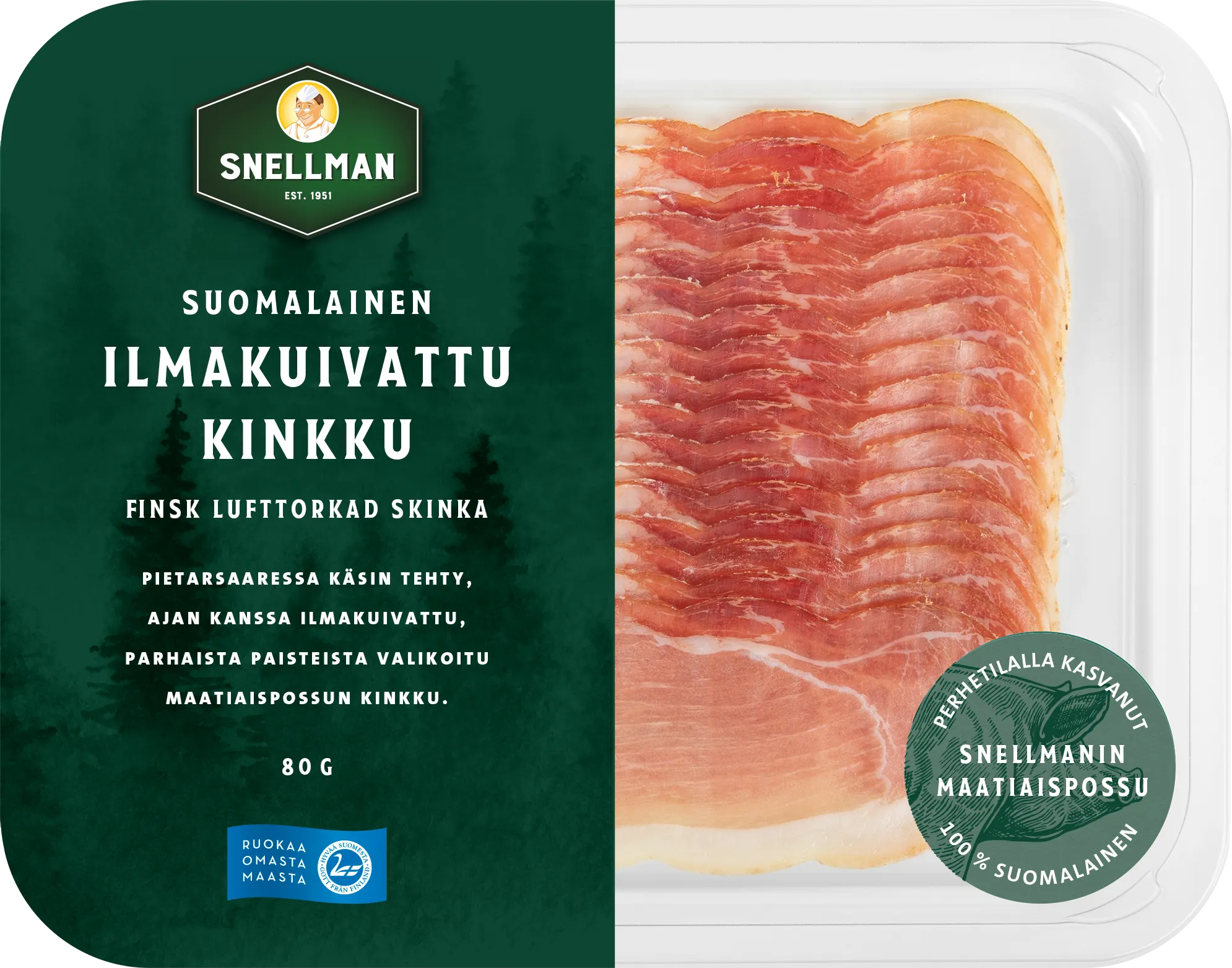 Suomalainen ilmakuivattu kinkku 80 g