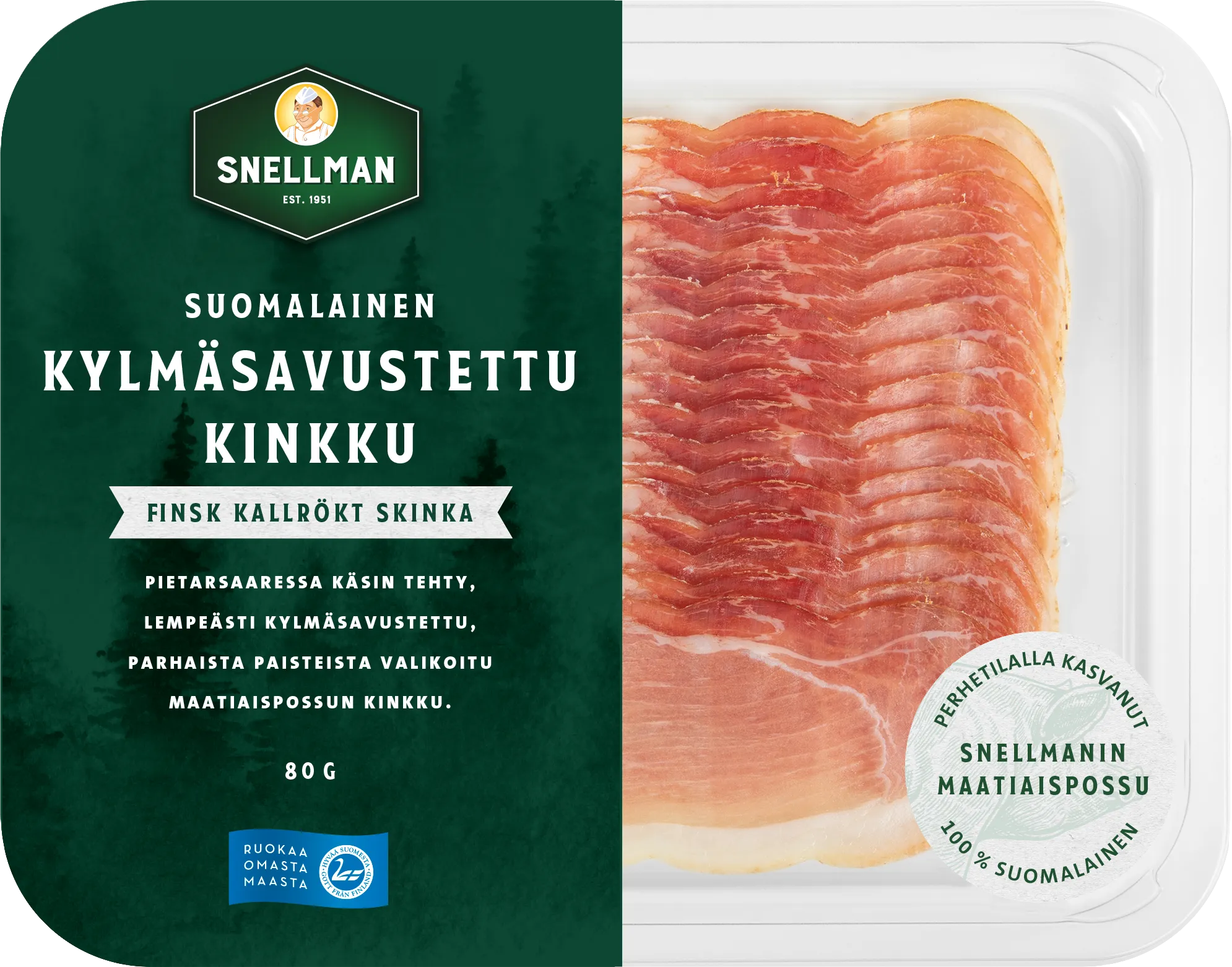 Suomalainen kylmäsavustettu kinkku 80 g