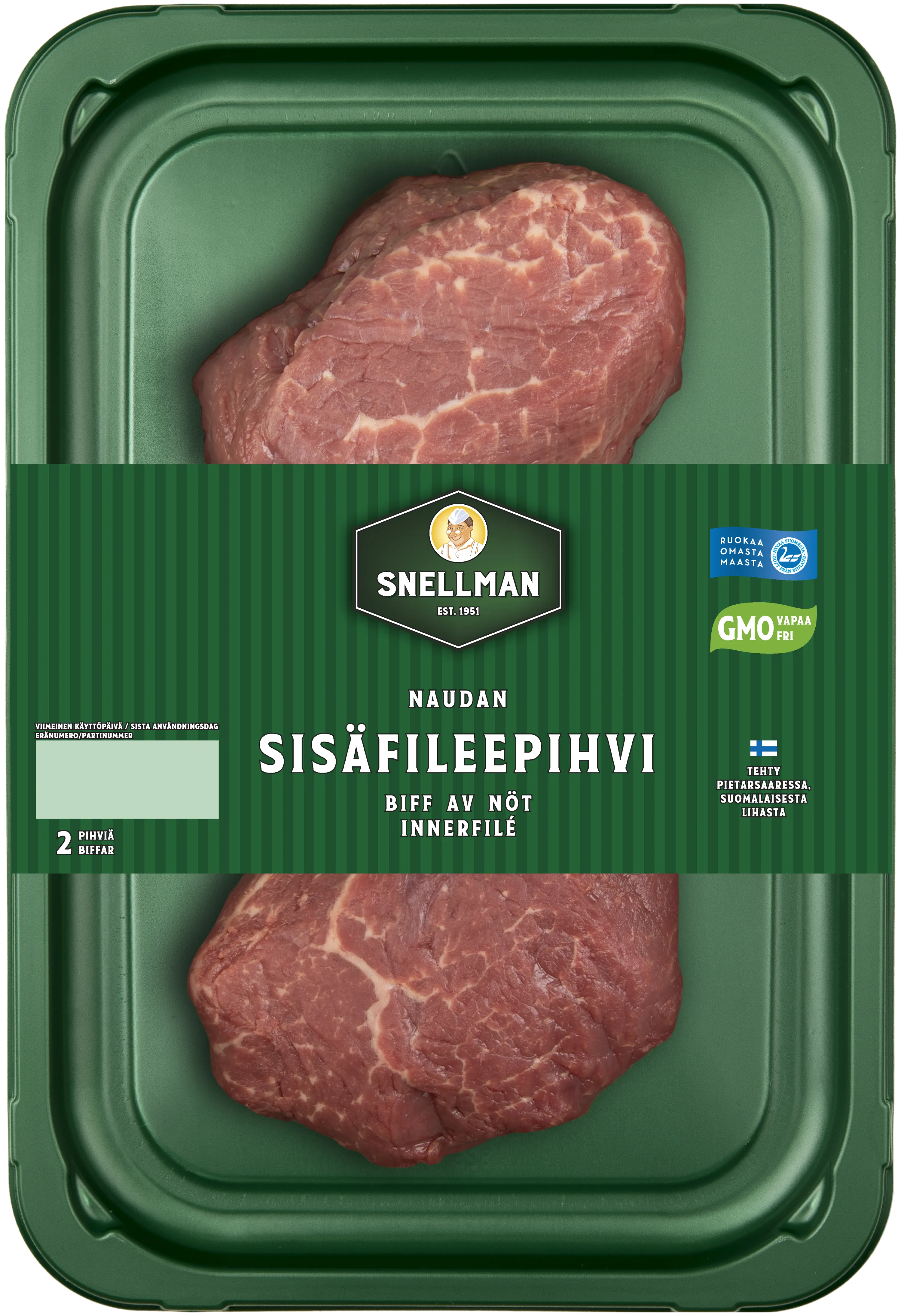 Naudan sisäfileepihvi 2 kpl n. 240 g