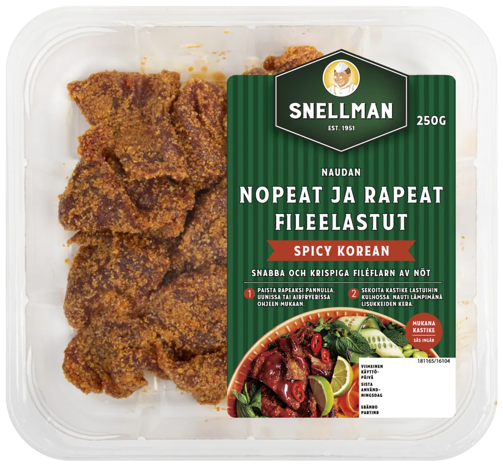 Snabba och krispiga filéflarn av nöt spicy Korean 250 g