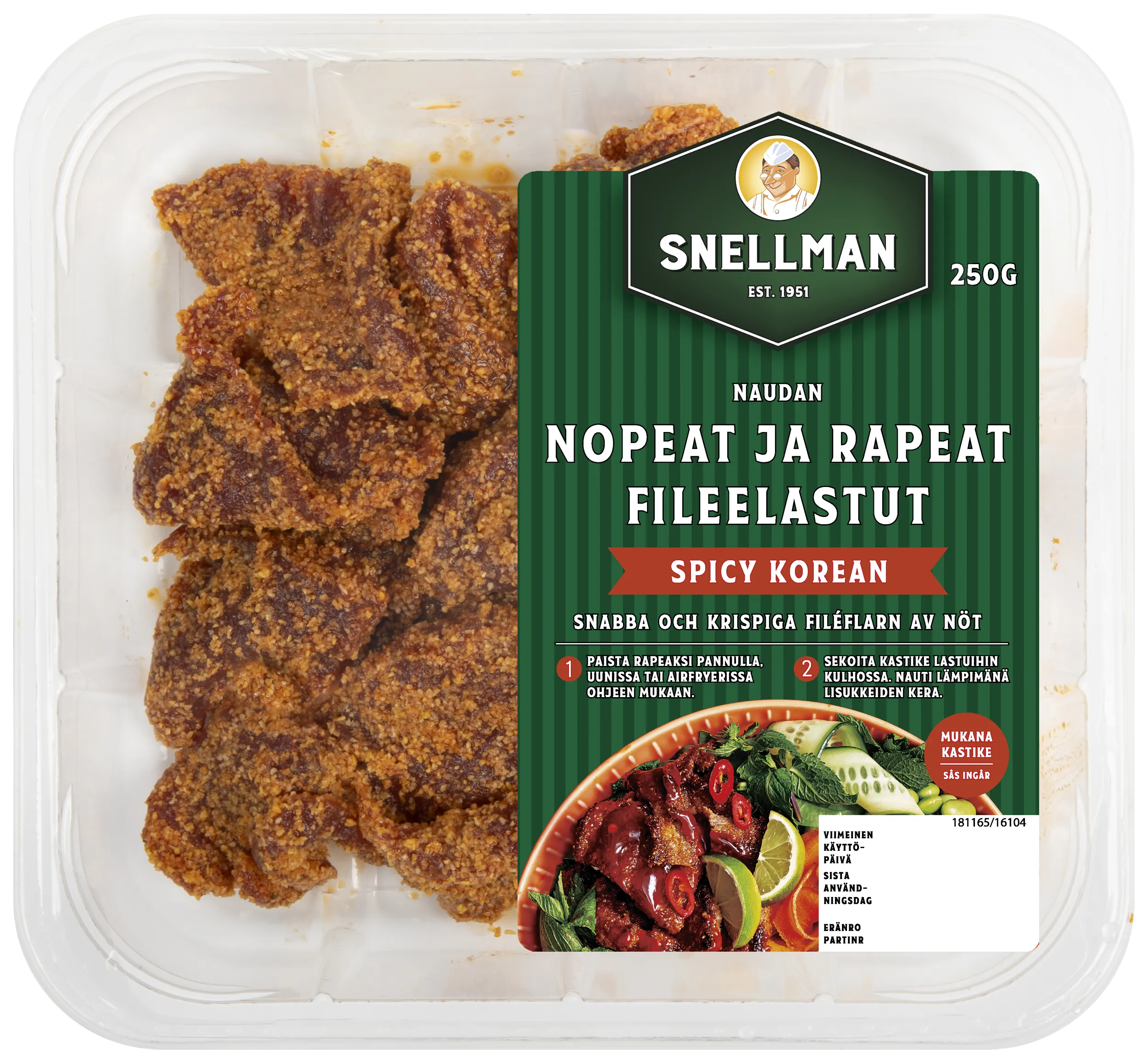 Naudan nopeat ja rapeat fileelastut spicy Korean 250 g