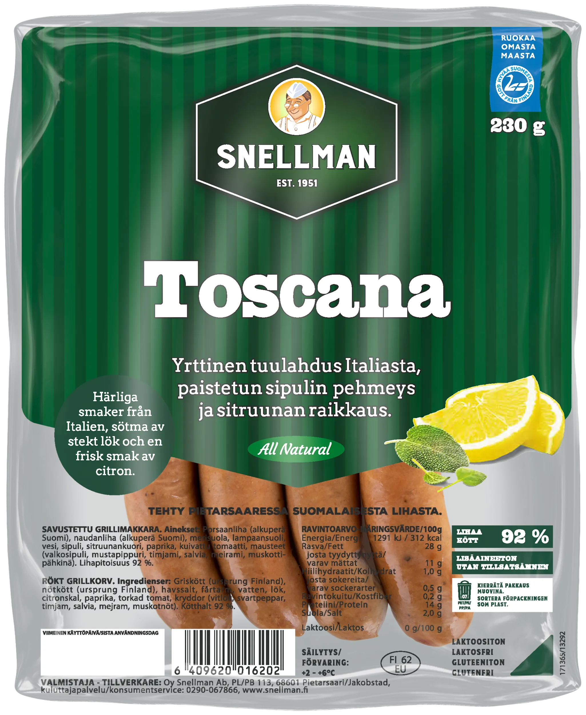All Natural Toscana grillimakkara 230 g