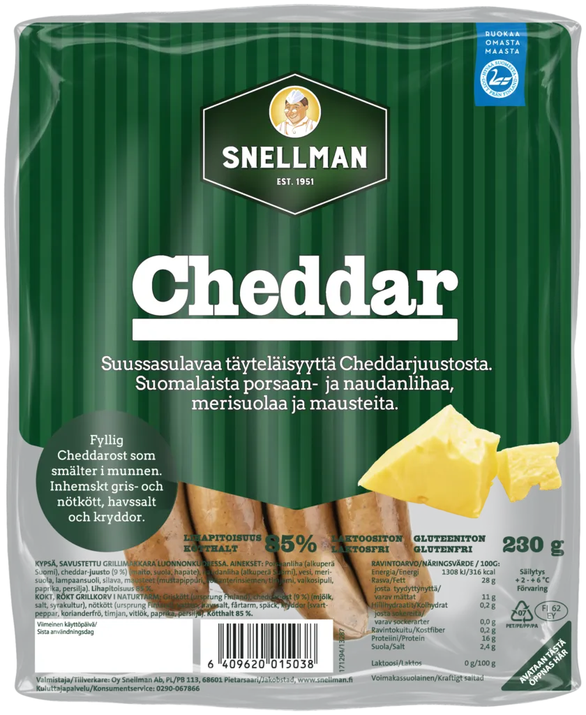 Cheddar grillimakkara 230 g