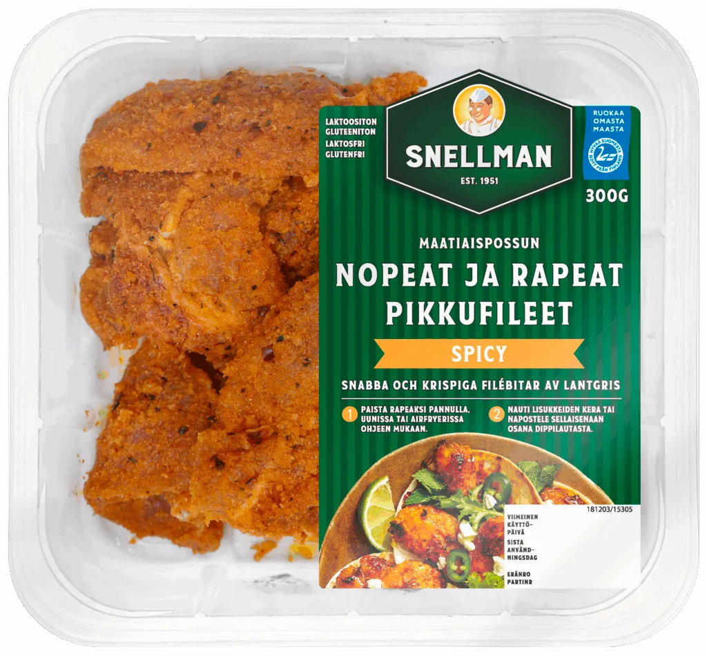 Snabba och krispiga filébitar spicy av lantgris 300 g