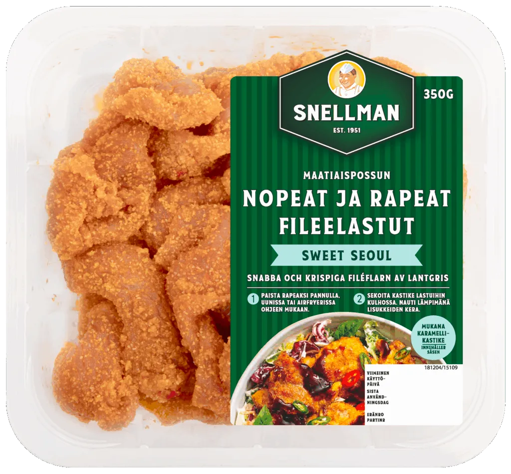 Snabba och krispiga filéflarn av lantgris sweet Seoul 350 g