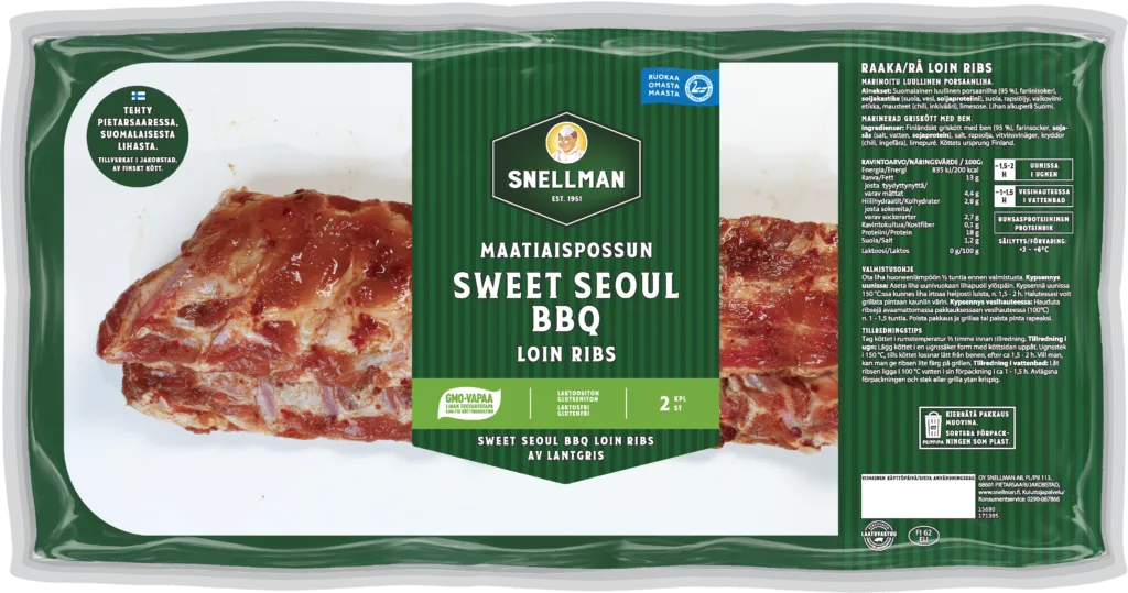 Maatiaispossun Sweet Seoul BBQ loin ribs n. 1,1 kg