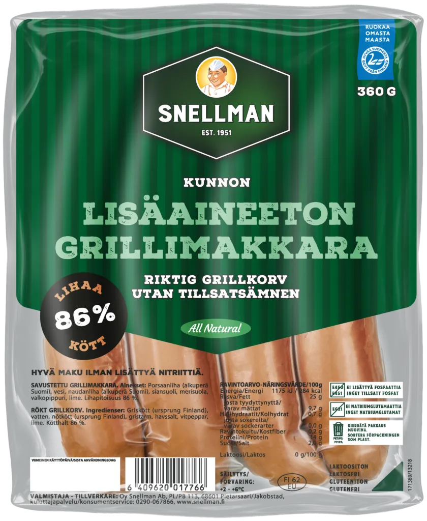 Kunnon lisäaineeton grillimakkara 360 g