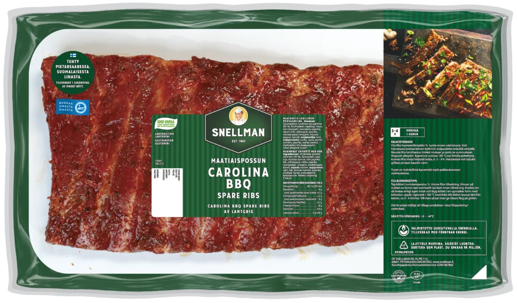 Maatiaispossun Carolina BBQ spare ribs n. 900g