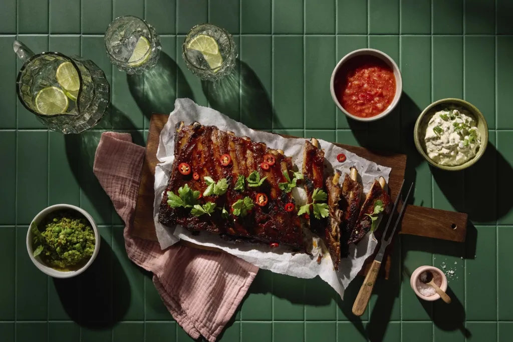 Ribsit ja kolme erilaista kastiketta