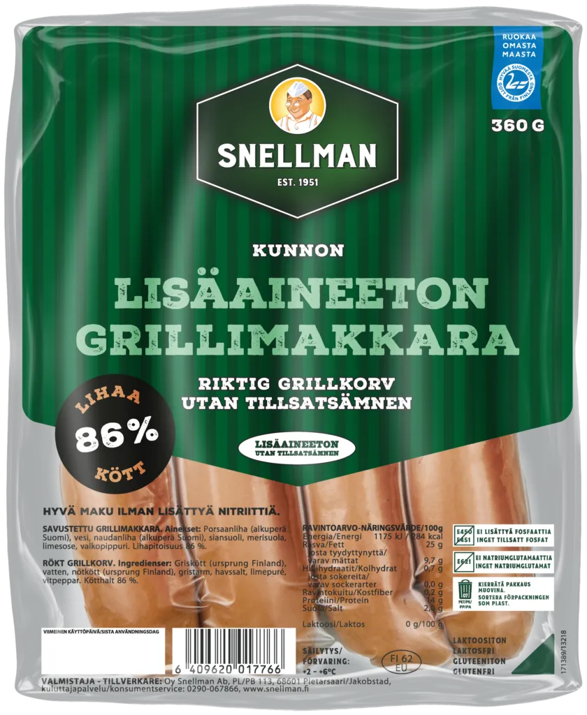 Kunnon lisäaineeton grillimakkara 360 g