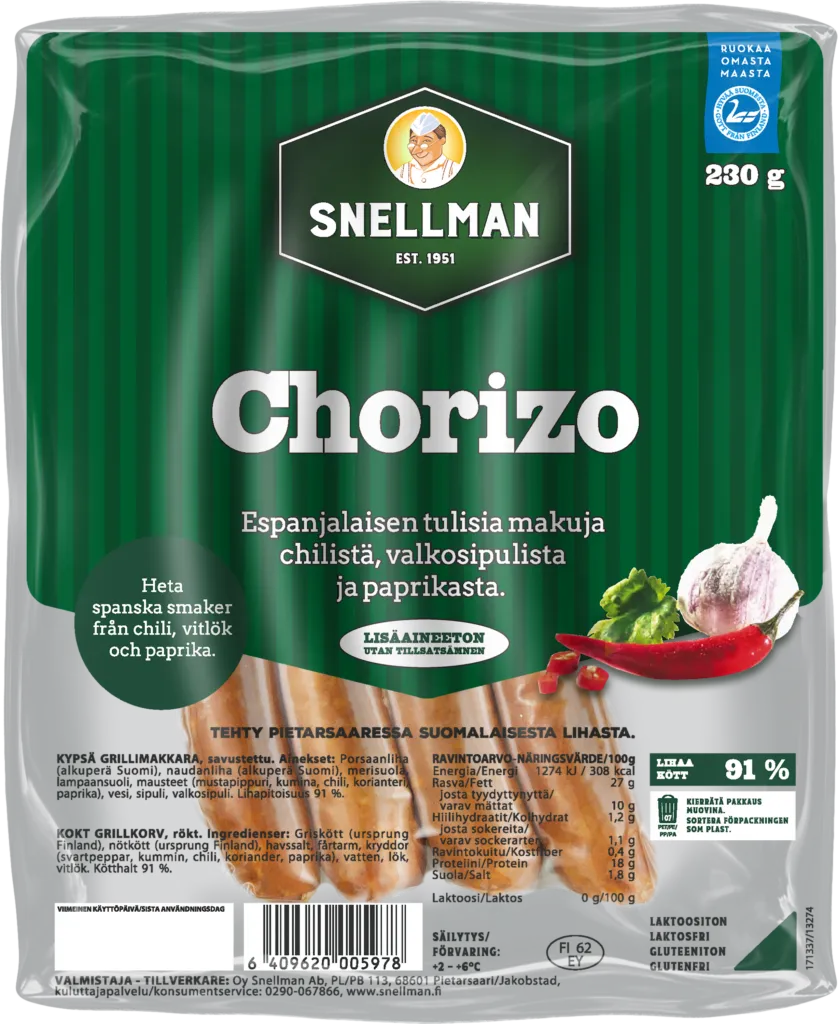 Chorizo lisäaineeton grillimakkara 230 g