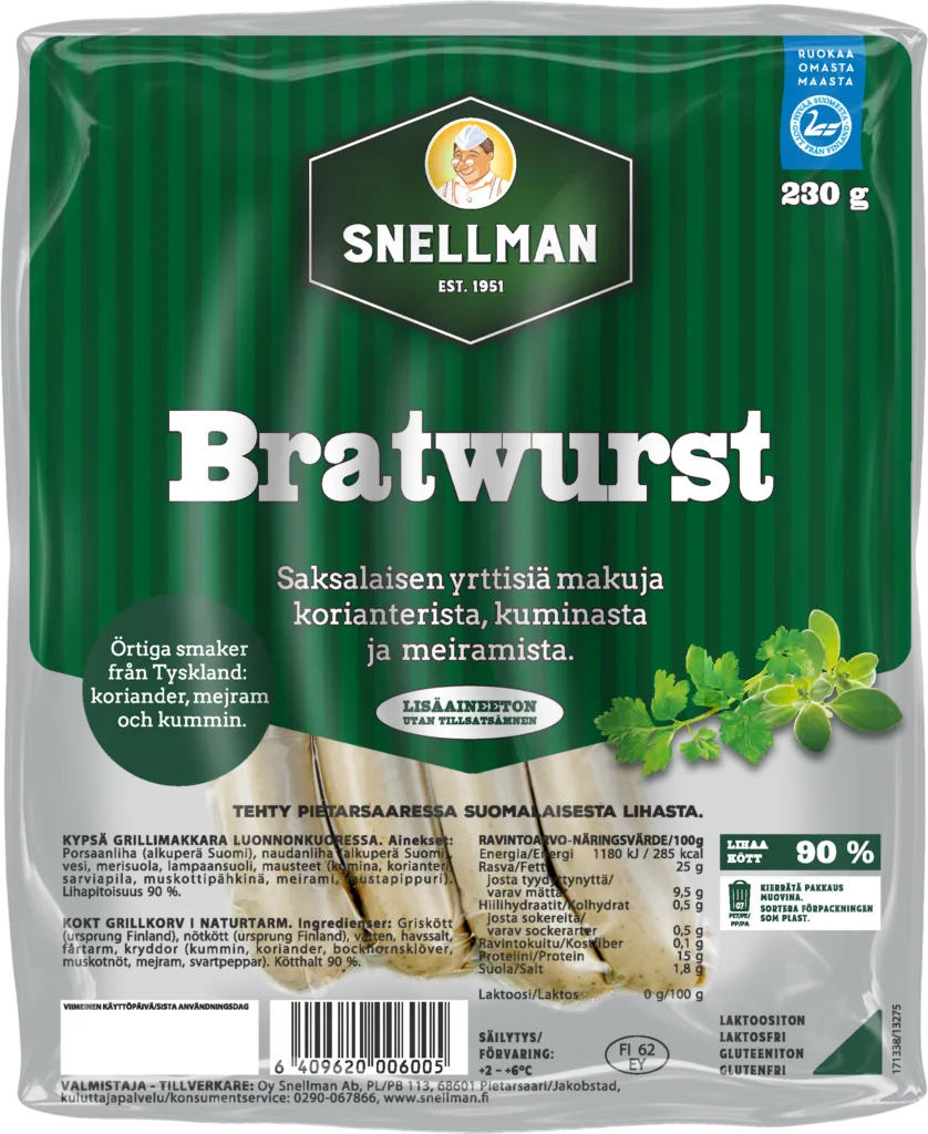 Bratwurst lisäaineeton grillimakkara 230 g